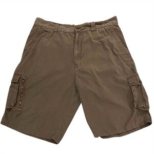 Burnside 36 Cargo Shorts Army Olive Green Zipper Cargo Pockets Walking Hiking